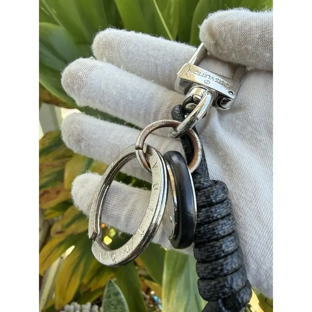 Louis Vuitton Graphite Rope Bag Charm & Key Holder Authentic with Box & Dust Bag